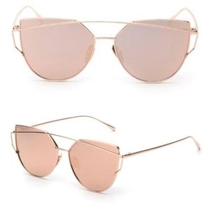 Retro rose gold cat eye sunnies oversize goldtone NWOT